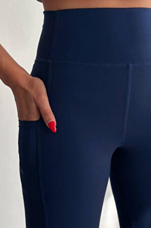 Balenbi Haute Kadın Yüksek Bel Toparlayıcı Çift Cepli Leggings Fitness Tayt 1090