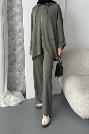 Balenbi Kadın Modal Penye Oversize Kapüşonlu Tesettür Tunik Takım 1108