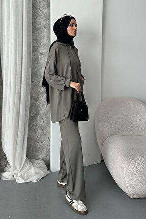 Balenbi Kadın Modal Penye Oversize Kapüşonlu Tesettür Tunik Takım 1108