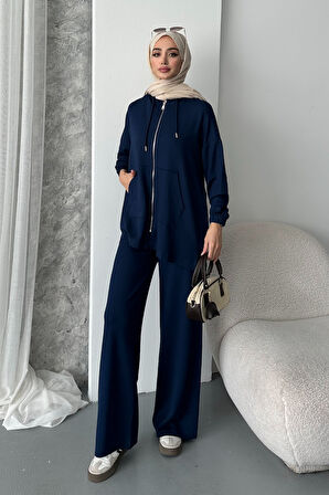 Balenbi Kadın Modal Penye Oversize Kapüşonlu Tesettür Tunik Takım 1108