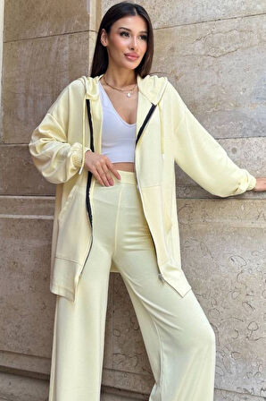 Balenbi Kadın Modal Penye Oversize Kapüşonlu Tesettür Tunik Takım 1108