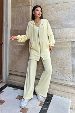 Balenbi Kadın Modal Penye Oversize Kapüşonlu Tesettür Tunik Takım 1108