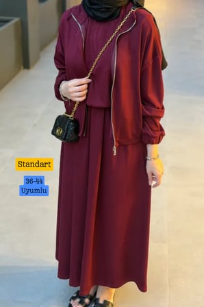 Balenbi Kadın Oysh Modal Kumaş Bomber Ceketli Rahat Kesim Elbise Takım 1237