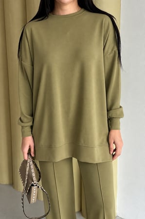 Feela Moda Kadın Oysh Modal Oversize Tesettür Tunik Takım 2020