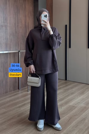 Balenbi Kadın Cupra Modal Kumaş Rahat Kesim Kapüşonlu Tesettür Takım 3847 - Premium Seri