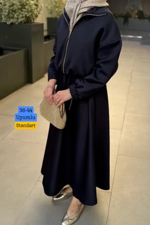 Balenbi Kadın Scuba Kumaş Bomber Ceketli Cepli Etekli Tesettür Takım 3859 - Premium Seri