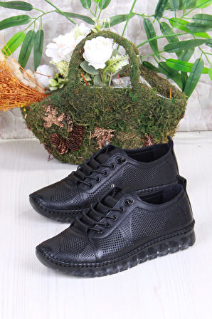 Mehmet Mete 0004 Anatomik Yumuşak Lazer Baskılı Hakiki Deri Kadın Ayakkabı