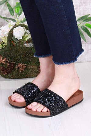 Fort 01203 Pienn Anatomik Esnek Rahat Taşlı Boncuklu Kadın Terlik