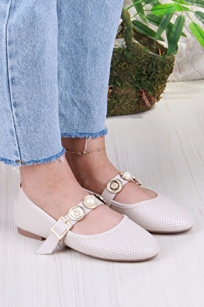 Fort 01-513 Soft Toka Detaylı Şık Ev İş Ofis Rahat Günlük Ayakkabı Kadın Babet