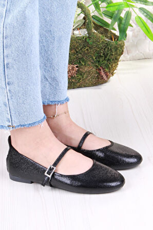 Fort 01-636 Soft Baskılı Toka Detaylı Şık Ev İş Ofis Rahat Günlük Ayakkabı Kadın Babet