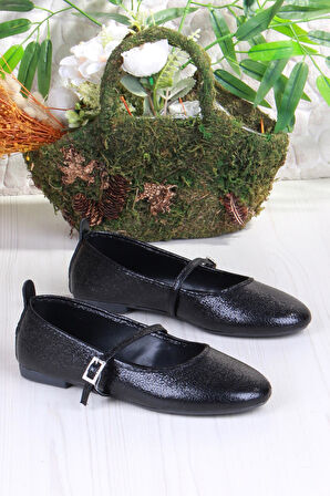 Fort 01-636 Soft Baskılı Toka Detaylı Şık Ev İş Ofis Rahat Günlük Ayakkabı Kadın Babet