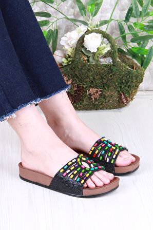 Fort 01908 Pienn Anatomik Esnek Rahat Taşlı Boncuklu Kadın Terlik