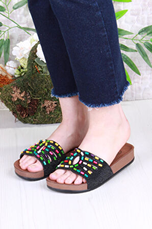 Fort 01908 Pienn Anatomik Esnek Rahat Taşlı Boncuklu Kadın Terlik