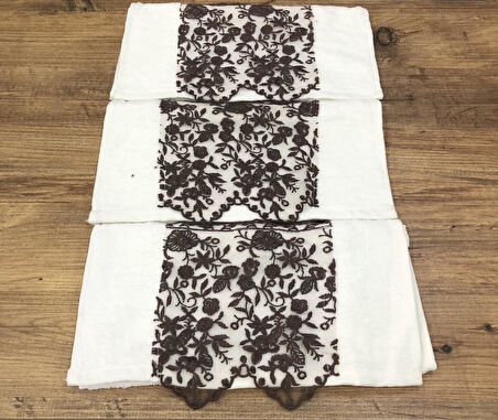 3 Lü Royam %100 Pamuk Kadife Güpürlü Mutfak Havlusu 30 x 50