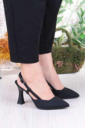 Fort 018-505 Fls Saten Önü Kapalı Arkası Açık Topuklu Kadın Ayakkabı