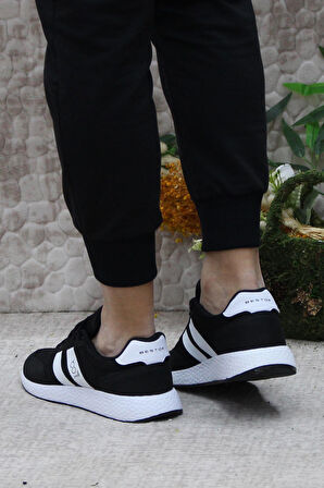 Fort 0244 Siyah Beyaz Rahat Esnek Sneaker Erkek Spor Ayakkabı