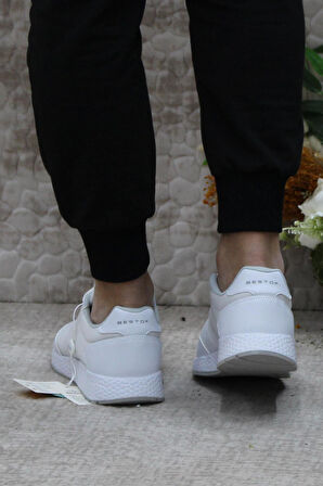 Fort 0244 Beyaz Rahat Esnek Sneaker Erkek Spor Ayakkabı