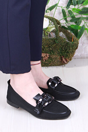 Fort 35021 Zeyn Triko Zincir Tokalı Yumuşak Rahat Kadın Babet