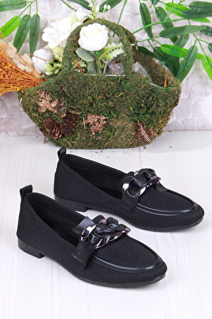 Fort 35021 Zeyn Triko Zincir Tokalı Yumuşak Rahat Kadın Babet