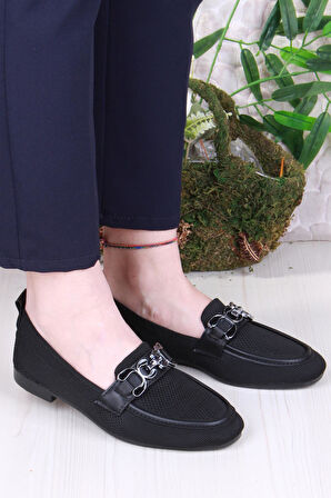 Fort 35105 Zeyn Triko Zincir Tokalı Yumuşak Rahat Kadın Babet