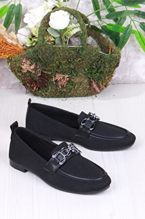 Fort 35105 Zeyn Triko Zincir Tokalı Yumuşak Rahat Kadın Babet