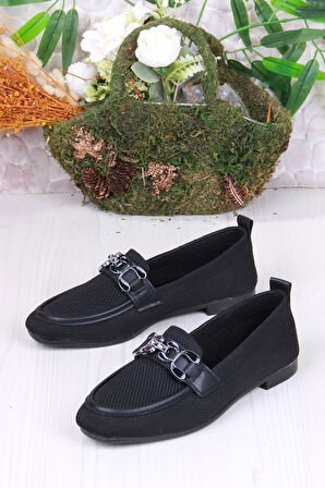 Fort 35105 Zeyn Triko Zincir Tokalı Yumuşak Rahat Kadın Babet