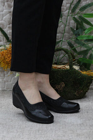 Fort Nfx 42011 Siyah Hafif Rahat Dolgu Taban Şık Kadın Günlük Ayakkabı