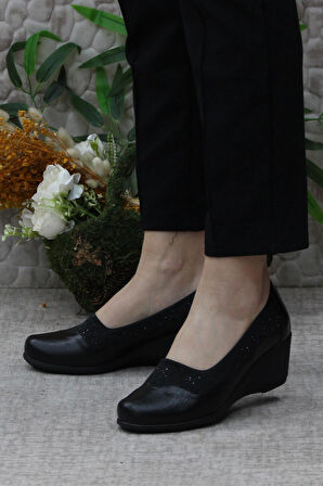 Fort Nfx 42011 Siyah Hafif Rahat Dolgu Taban Şık Kadın Günlük Ayakkabı