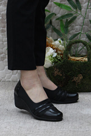 Fort Nfx 42014 Siyah Hafif Rahat Dolgu Taban Şık Kadın Günlük Ayakkabı