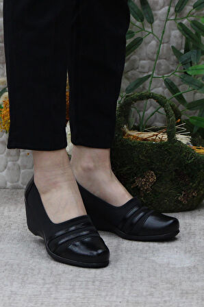 Fort Nfx 42014 Siyah Hafif Rahat Dolgu Taban Şık Kadın Günlük Ayakkabı