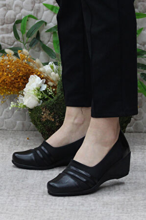 Fort Nfx 42014 Siyah Hafif Rahat Dolgu Taban Şık Kadın Günlük Ayakkabı