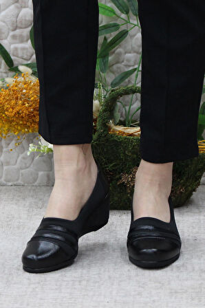 Fort Nfx 42014 Siyah Hafif Rahat Dolgu Taban Şık Kadın Günlük Ayakkabı