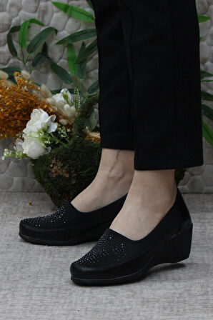 Fort Nfx 42016 Siyah Hafif Rahat Dolgu Taban Şık Kadın Günlük Ayakkabı