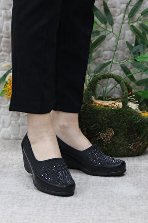 Fort Nfx 42016 Siyah Hafif Rahat Dolgu Taban Şık Kadın Günlük Ayakkabı