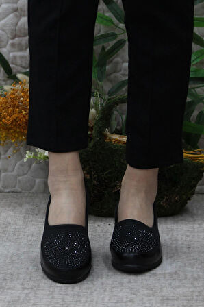 Fort Nfx 42016 Siyah Hafif Rahat Dolgu Taban Şık Kadın Günlük Ayakkabı