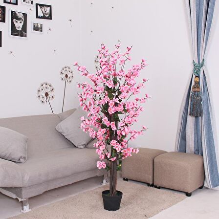 Yapay Ağaç Pembe Japon Kiraz Çiçeği Bahardalı Ağacı Sakura Çiçeği Çalılı 150cm