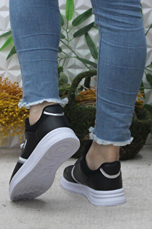 Fort Row Luna Siyah Beyaz Rahat Hafif Sneaker Kadın Spor Ayakkabı