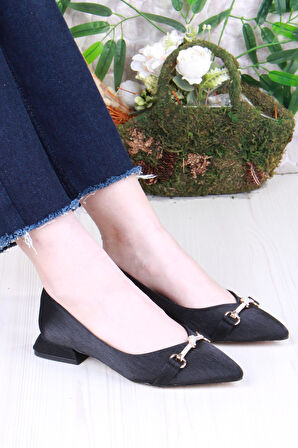 Fort 077-608 Fls Saten Taş Toka Detaylı Şık Rahat Sivri Burun Kadın Babet