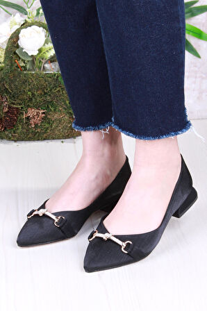 Fort 077-608 Fls Saten Taş Toka Detaylı Şık Rahat Sivri Burun Kadın Babet