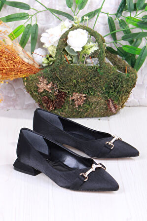 Fort 077-608 Fls Saten Taş Toka Detaylı Şık Rahat Sivri Burun Kadın Babet