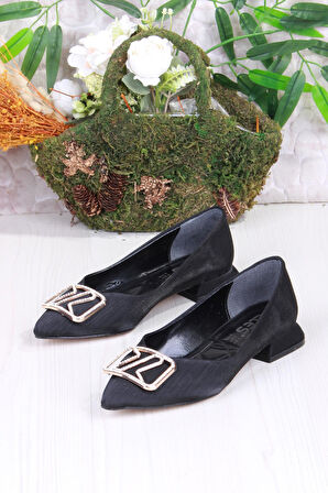 Fort 077-609 Fls Saten Taş Toka Detaylı Şık Rahat Sivri Burun Kadın Babet