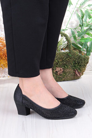 Fort 86005 Nur Dantel Taş Detaylı Alçak Topuklu Kadın Ayakkabı