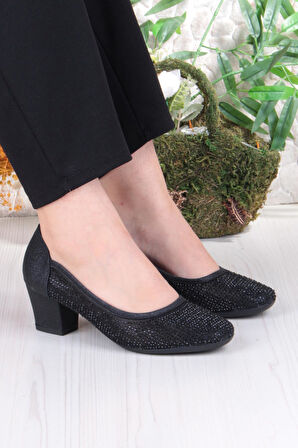 Fort 86005 Nur Dantel Taş Detaylı Alçak Topuklu Kadın Ayakkabı