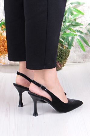 Fort 086-5030 Fls Önü Kapalı Baskılı Arkası Açık Topuklu Ayakkabı