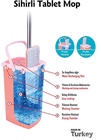 Omnipazar FLR-F0394 Sihirli Slim Tablet Mop Temizlik Kovası  Turuncu