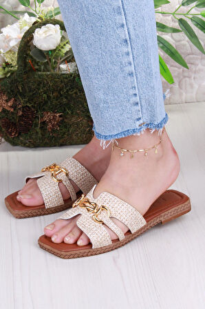 Fort 014-23 Fls Toka Detaylı Tatil Terliği Günlük Terlik Kadın Terlik