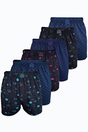 Erkek 6 lı Set-1 Premium Collection Desenli Geniş Kalıp Büyük Beden Modal Boxer 6M90254