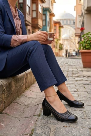 Fort 9647 Nur Dantelli Rahat 5 Cm Alçak Topuklu Kadın Ayakkabı