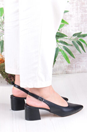 Fort 110-420 Fls Arkası Açık Kalın Topuk Klasik Kadın Ayakkabı