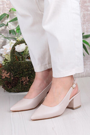 Fort 110-420 Fls Arkası Açık Kalın Topuk Klasik Kadın Ayakkabı